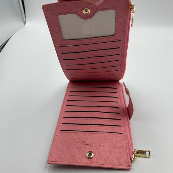 PINK Travelambo RFID Wallet Women Large Size Bifold Multi Card Double Zip Slim - Picture 4 of 4
